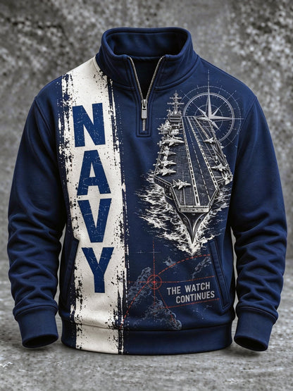Men's Veteran-Print Casual Sweatshirt