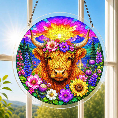 Acrylic Jigsaw Puzzle Suncatcher - Highland Cow