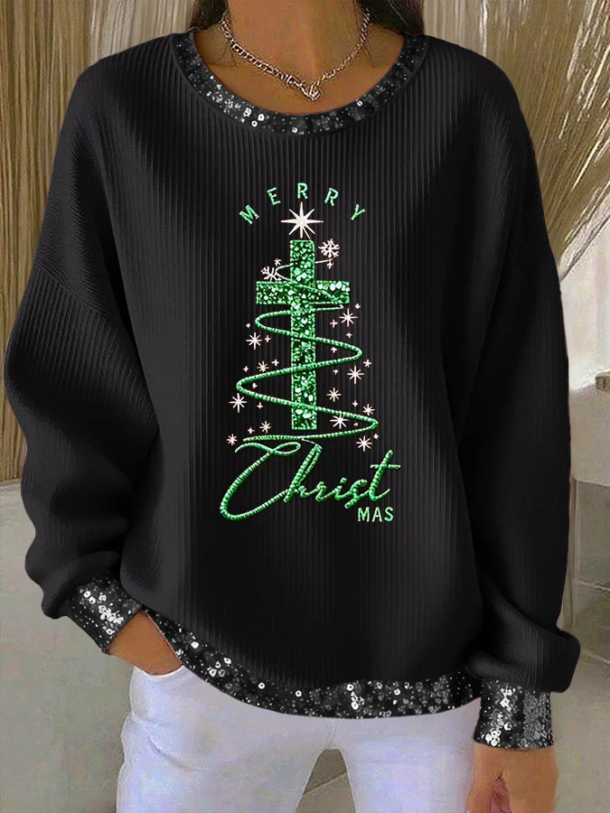 Women's Christmas Cross Print Casual Sweatshirt
