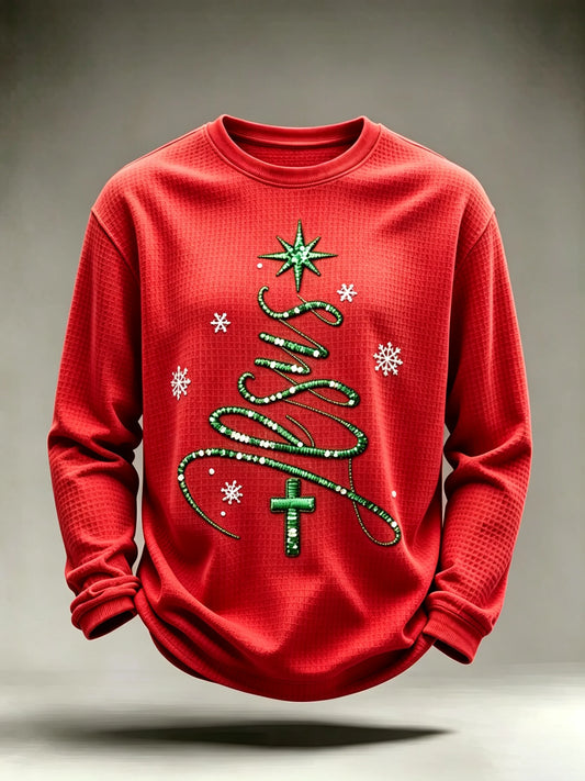 Men's Christmas Faith Printed Waffle-Knit Top