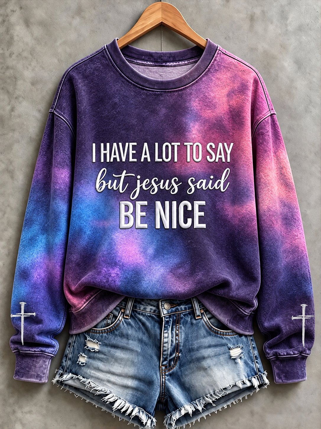 Women's I Have A Lot To Say But Jesus Said Be Nice Print Regular Sweatshirt