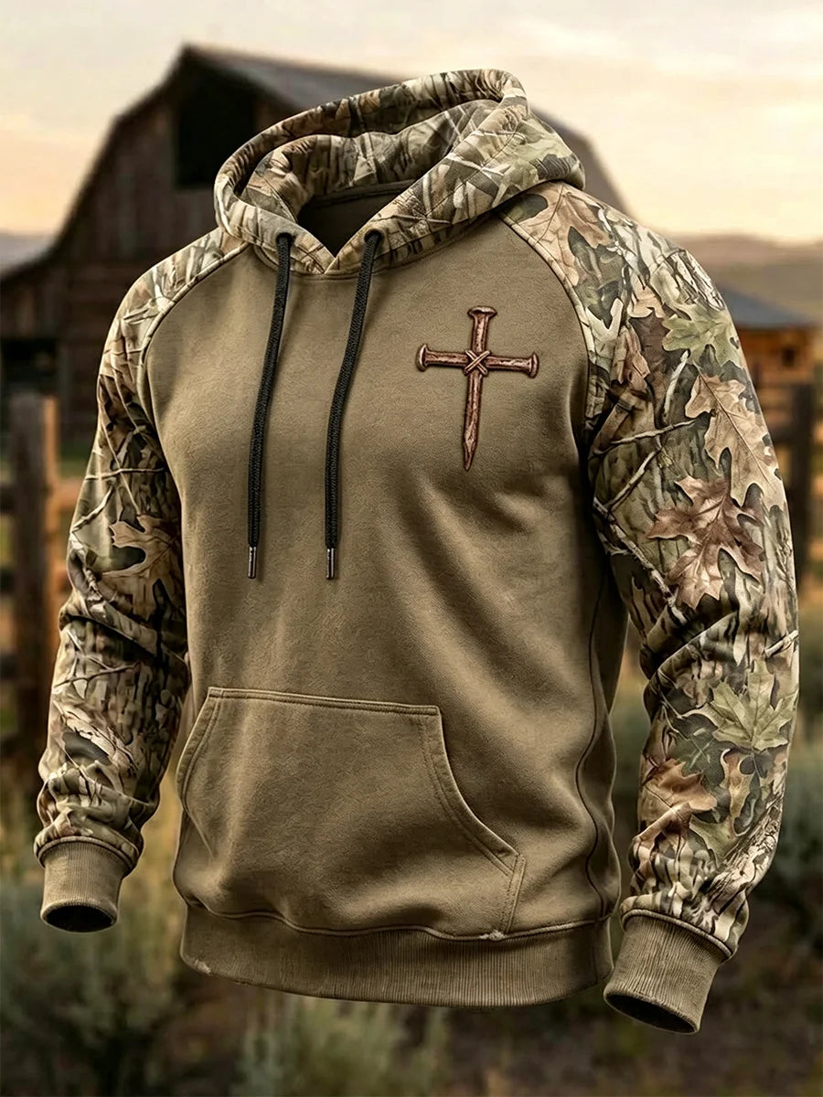 Men's Western Faith Print Camouflage Print Hoodie