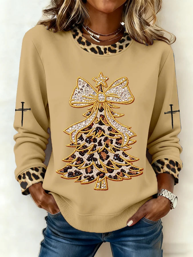 Women's Christmas Faith Print Crew Neck Sweatshirt