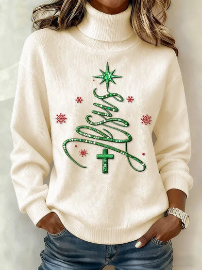 Women's Casual Fashion High-Neck Knit Top