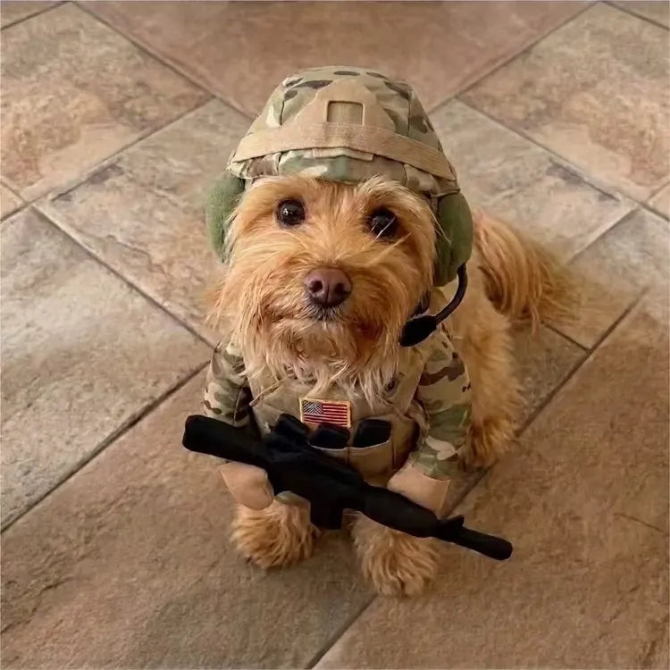Funny Soldier Pet Costume – Doggy Soldier Outfit for Dogs & Cats, Military-Style Costume Set for Halloween, Parties & Photos