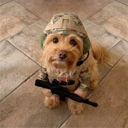 Funny Soldier Pet Costume – Doggy Soldier Outfit for Dogs & Cats, Military-Style Costume Set for Halloween, Parties & Photos