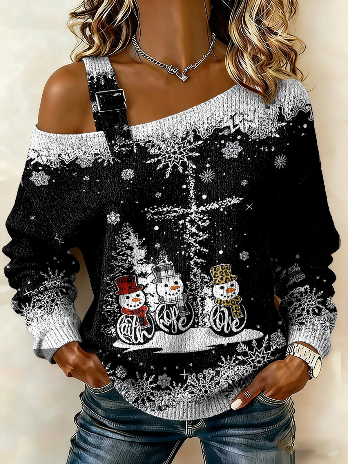 Women's Casual Christian Christmas Print Top