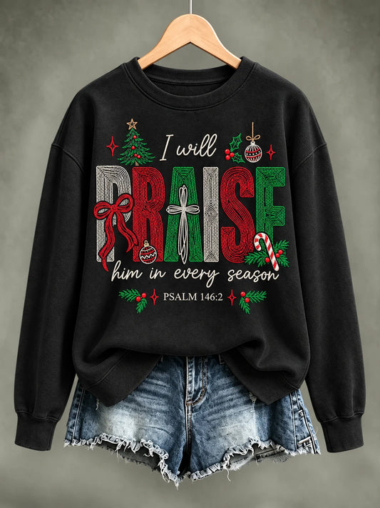 Women's Casual Christmas-Print Top
