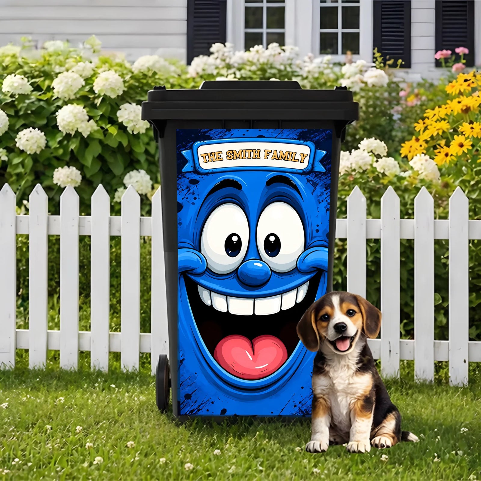 Custom Trash Can Sticker - Personalized Family Name Funny Face Outdoor Bin Decor（copy）