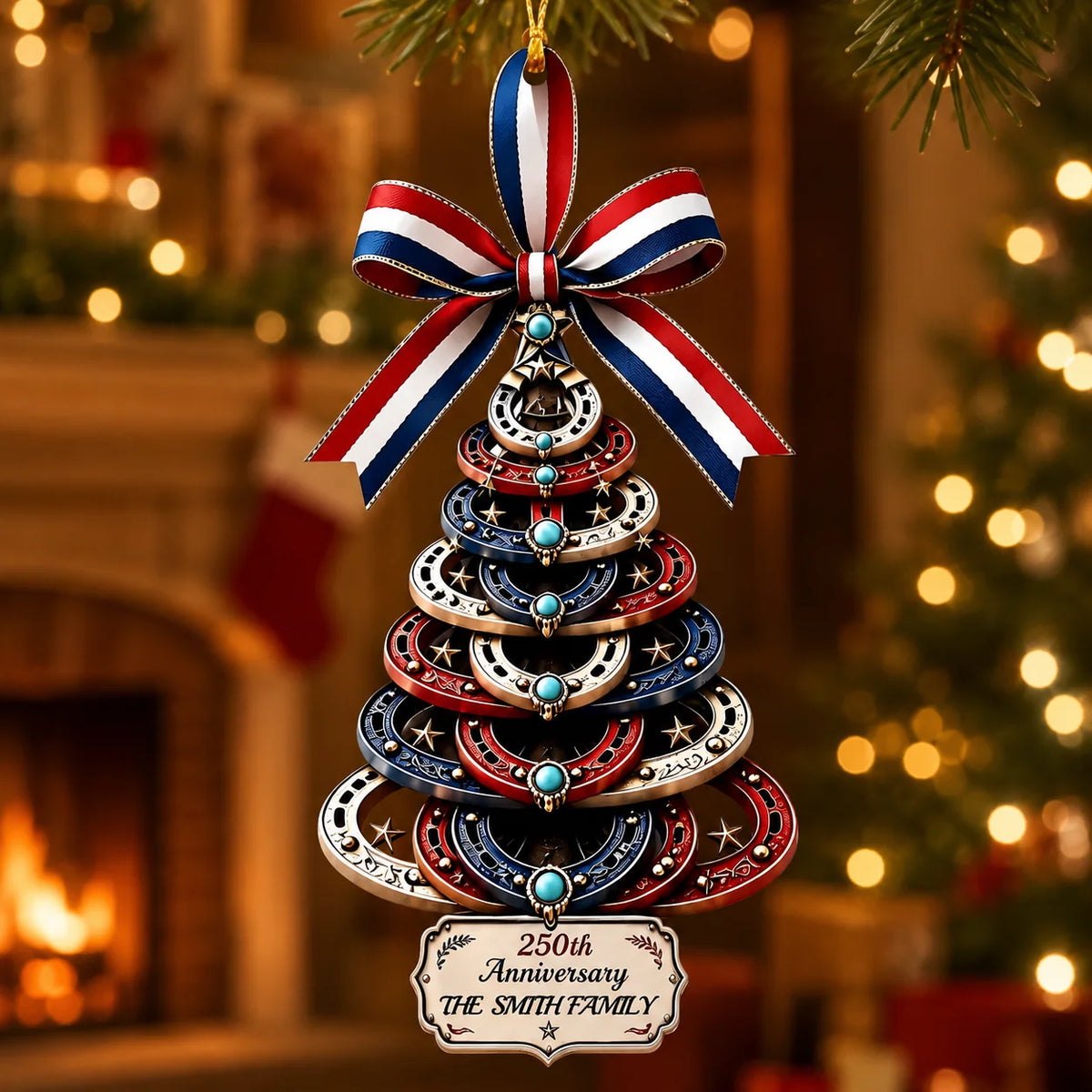 Custom America 250 Acrylic Ornament - Personalized Patriotic Christmas Gifts For Families - Celebrating Freedom Together