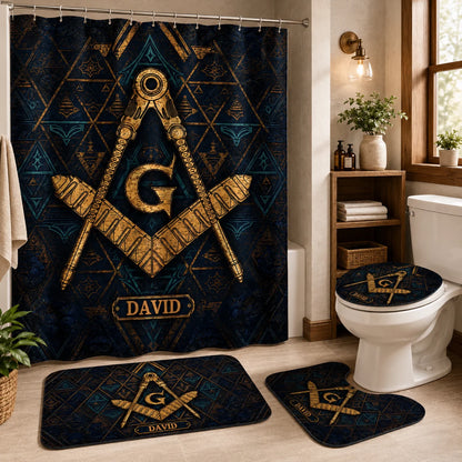 Custom Masonic Bathroom Set - Personalized Freemason Home Decor - Brotherhood Begins At Home