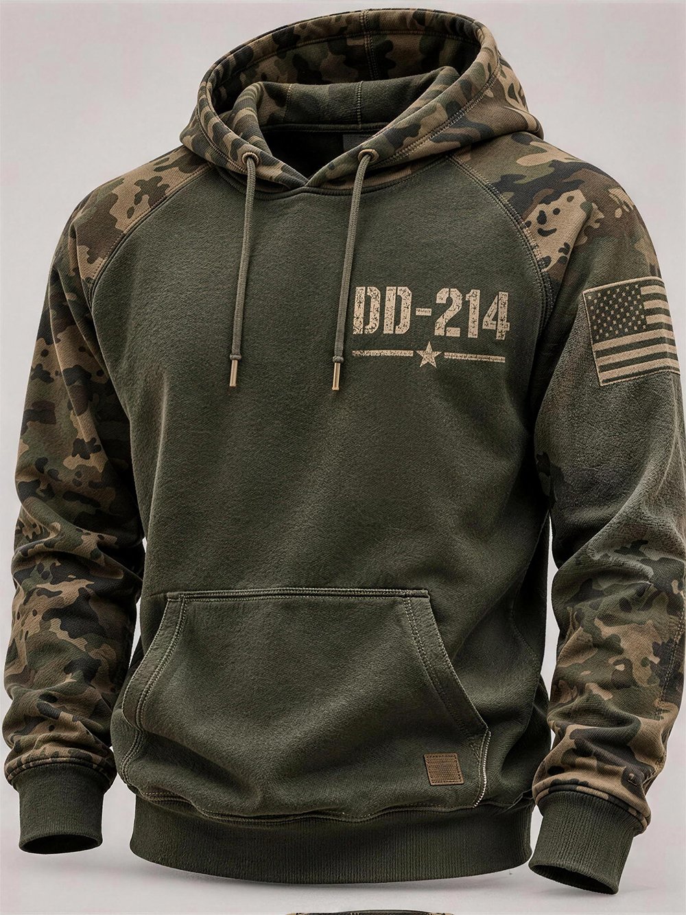 Men's Casual Veteran-Print Hoodie