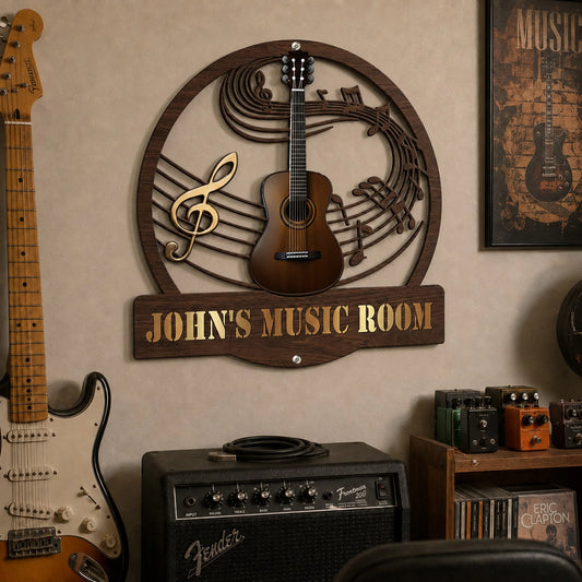 Custom Guitar Music Metal Sign - Personalized Gifts For Guitarists - Where The Music Lives