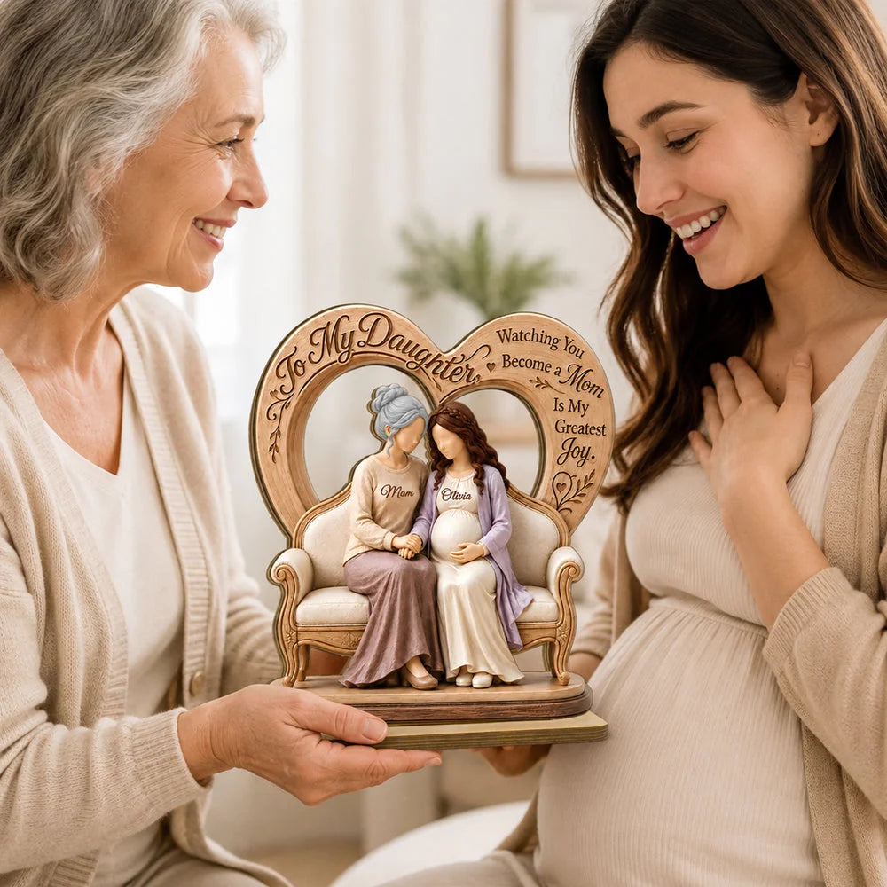 Custom Mother Daughter Wooden Plaque - Personalized Gifts For New Moms - Watching You Become A Mom
