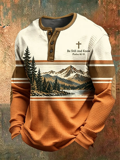 Men's Be Still And Know Psalm 46:10 Printed Waffle-Knit Top