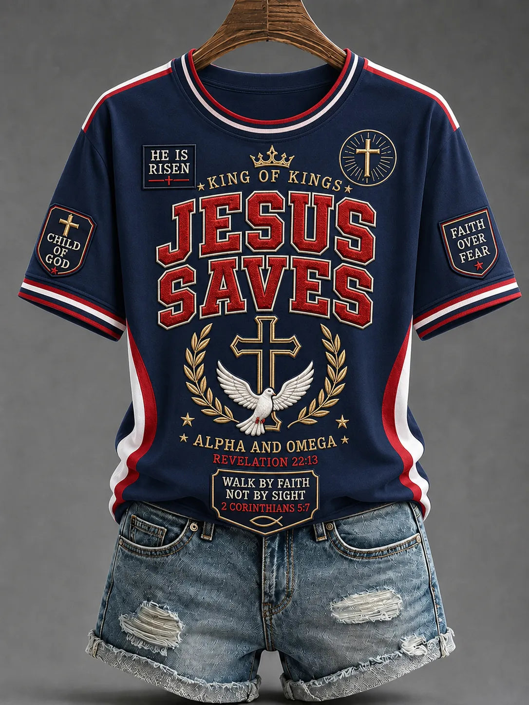Women's Christian JESUS SAVES Cross Short Sleeve T-shirt