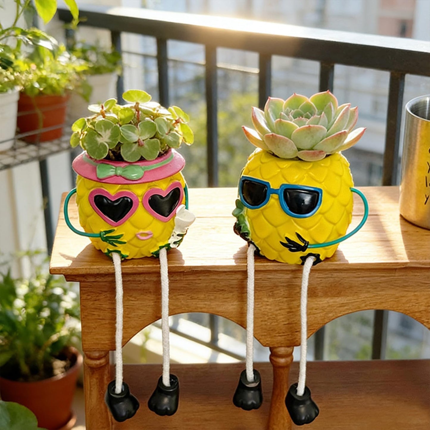 Funny Pineapple Succulent Planter With Dangling Legs – Whimsical Resin Tabletop Decor