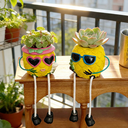 Funny Pineapple Succulent Planter With Dangling Legs – Whimsical Resin Tabletop Decor
