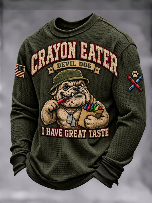 Men's Vintage U.S Veteran Art Printed Waffle-Knit Top
