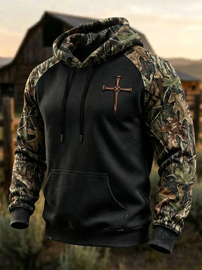 Men's Western Faith Print Camouflage Print Hoodie