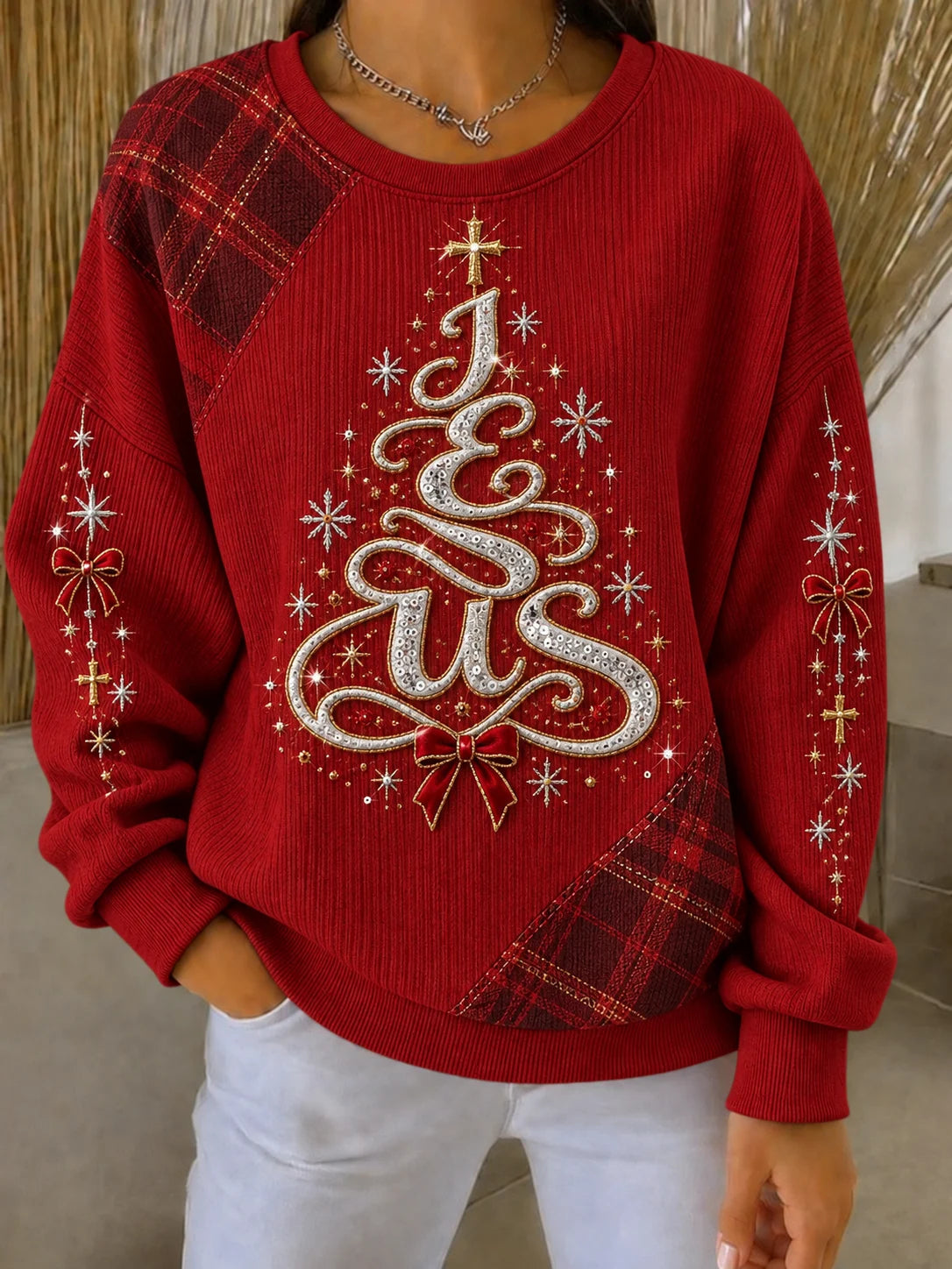 Women's Retro Christmas Print Sweatshirt