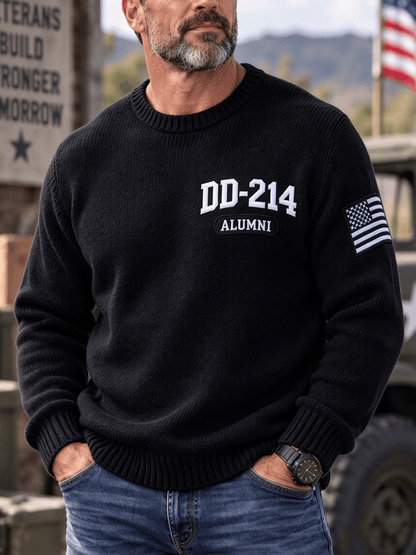 Men's Veteran DD-214 Print Casual Sweater