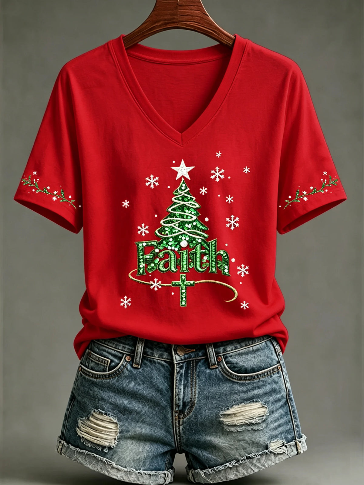 Women's Christmas Faith Print Top