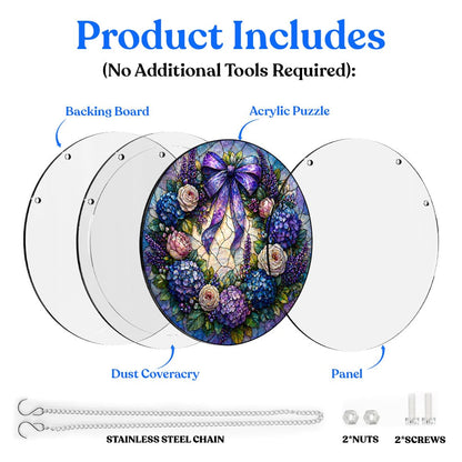 Acrylic Jigsaw Puzzle Suncatcher - Violet Wreath