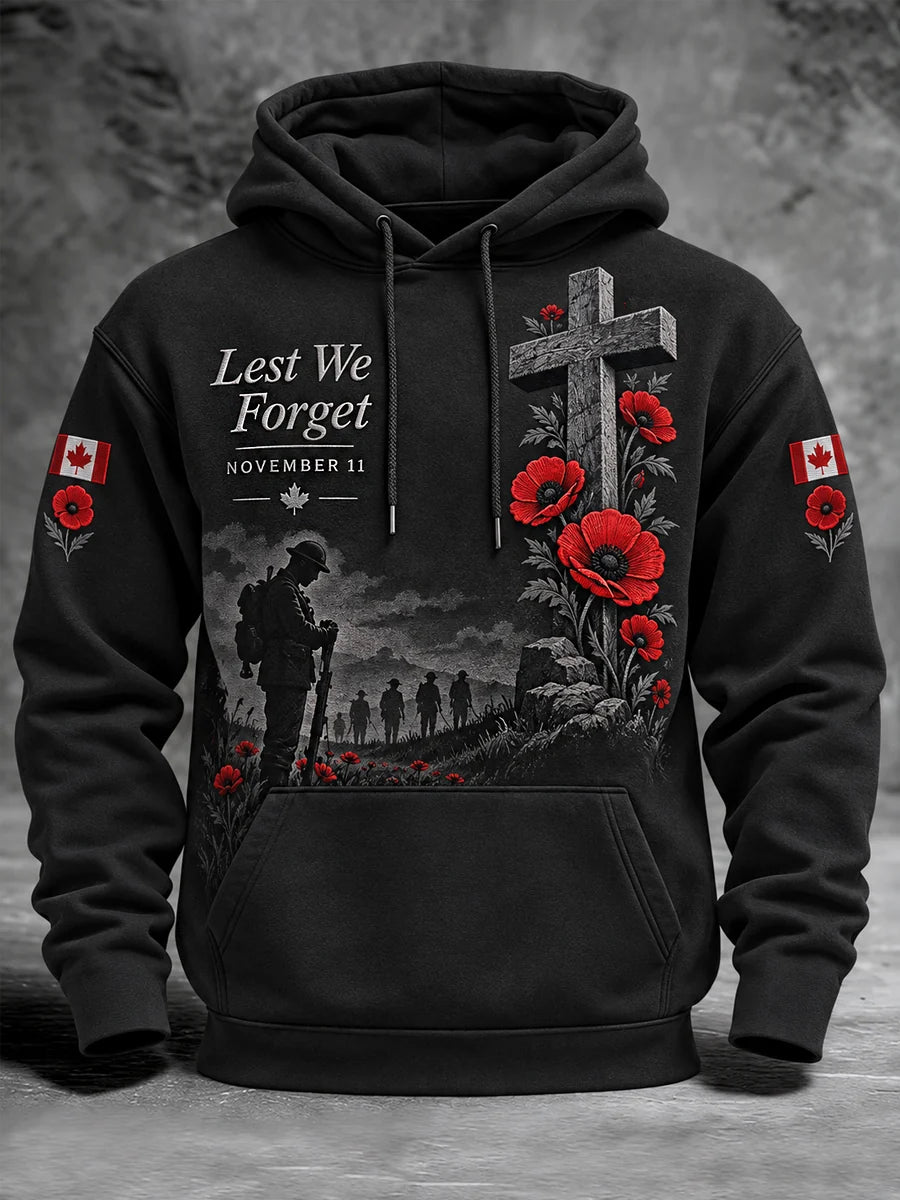 Men's Lest We Forget Canada Remembrance Day Hoodie