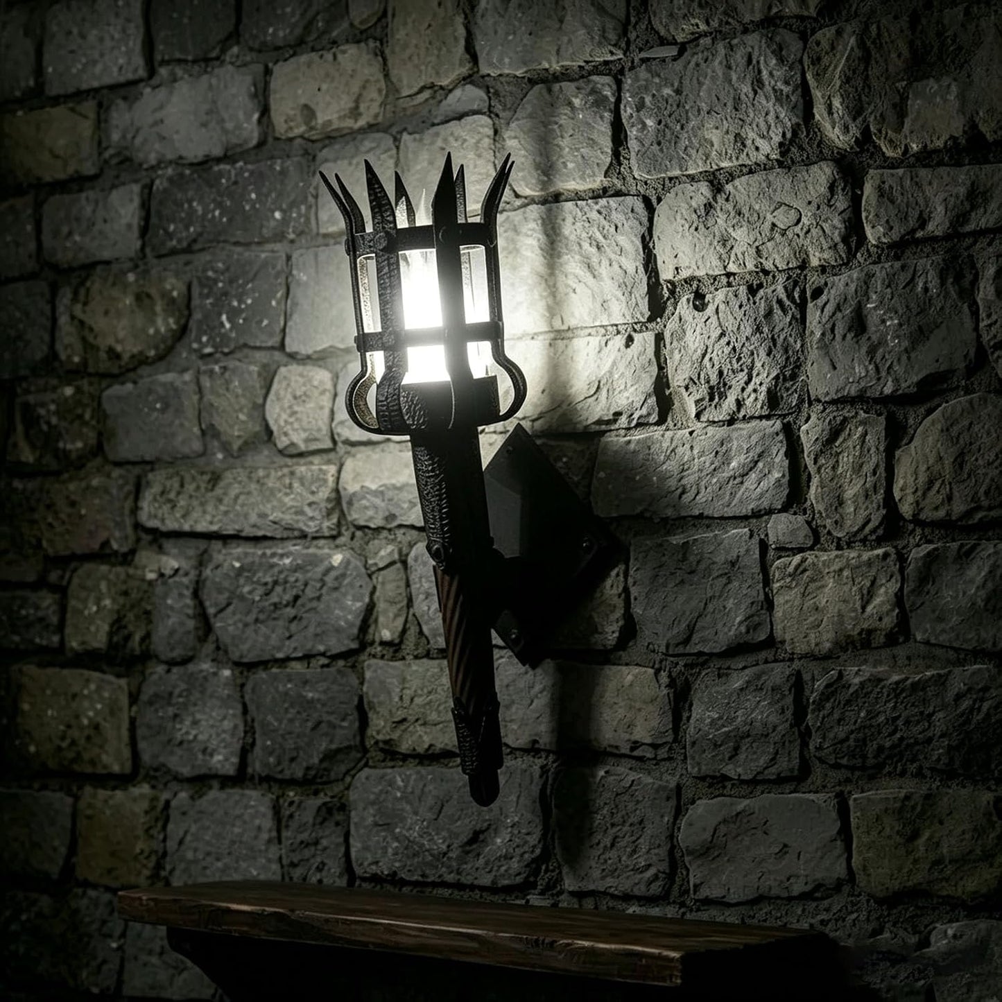 Medieval Flickering Flame Torch Wall Sconce – Gothic Castle-Inspired LED Wall Decor