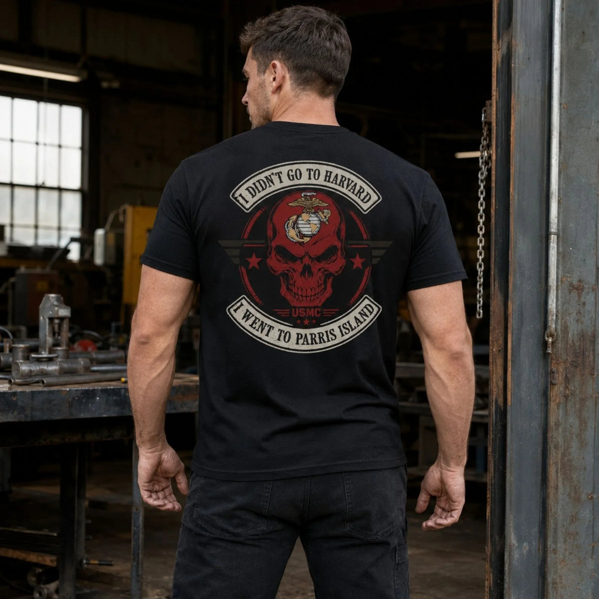 I Didn’t Go to Harvard, I Went to Parris Island Veteran T-Shirt