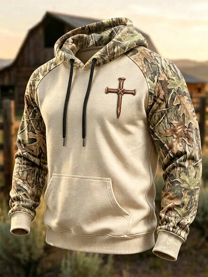 Men's Western Faith Print Camouflage Print Hoodie