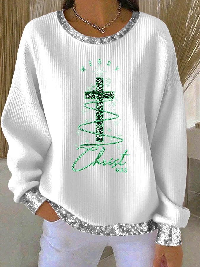 Women's Christmas Cross Print Casual Sweatshirt