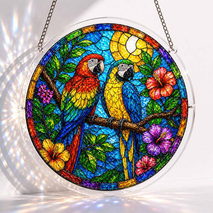 Acrylic Jigsaw Puzzle Suncatcher - Parrot Paradise