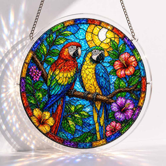 Acrylic Jigsaw Puzzle Suncatcher - Parrot Paradise
