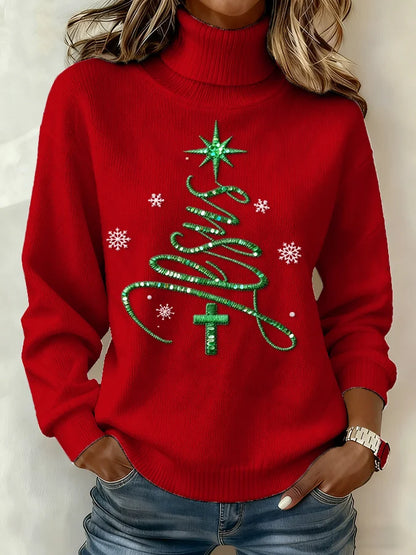 Women's Casual Fashion High-Neck Knit Top