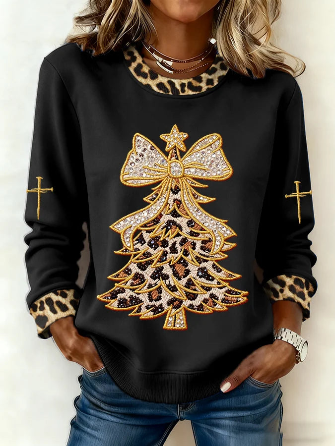 Women's Christmas Faith Print Crew Neck Sweatshirt