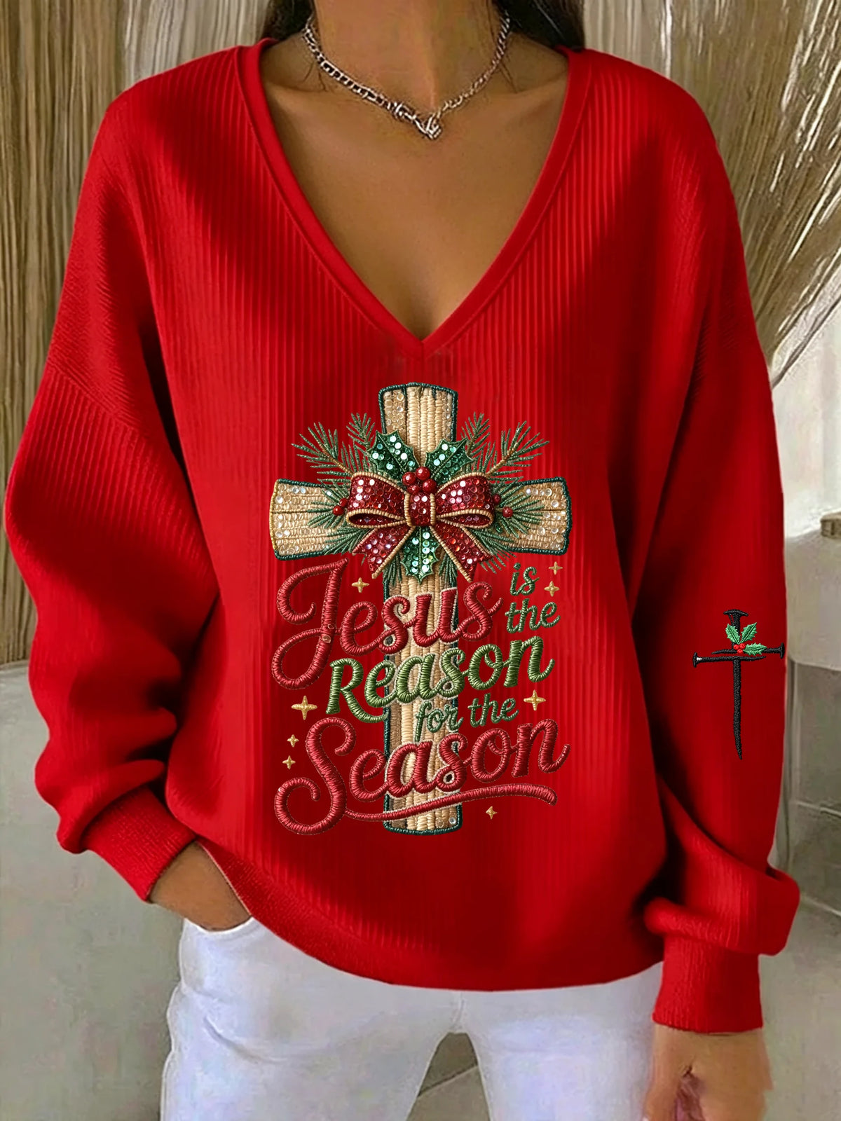 Women's Casual Faith Christmas Sweatshirt