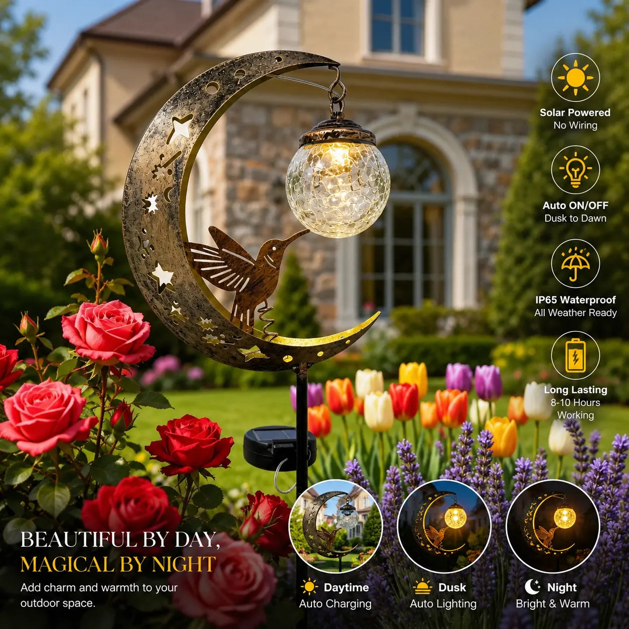 ✨ Hummingbird Moon Solar Garden Stake Light – Enchant Your Outdoor Space