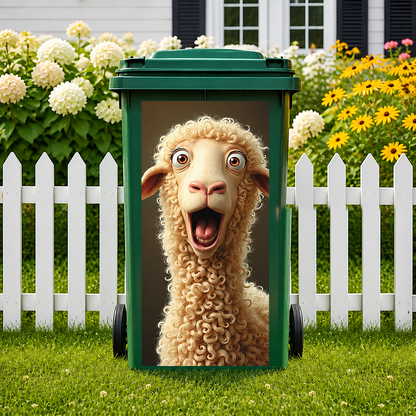 Outdoor Trash Can Sticker - Funny Sheep, Cool Dog & Grinning Horse Bin Decal For Yard & Garden Decor