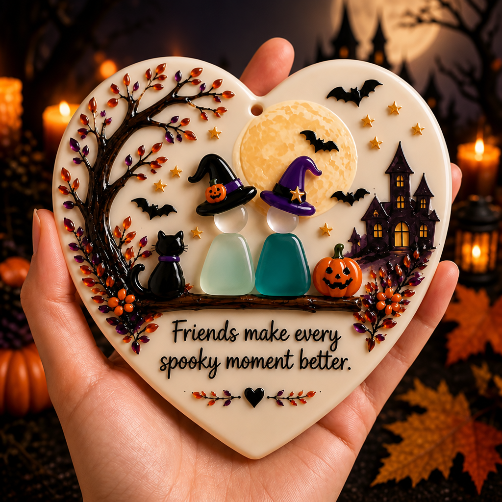 🎃 Halloween Friendship Sea Glass Ornament