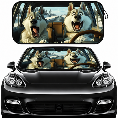 Funny Pet Driver Car Windshield Sunshade - Dog & Cat Lover Car Accessories