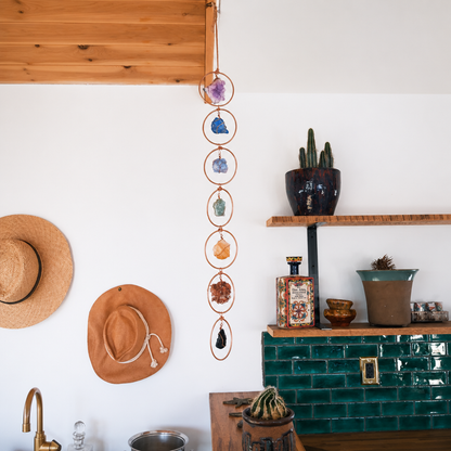 Seven Chakra Crystal Wall Hanging – Handmade Gemstone Decor For Positive Energy