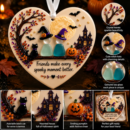 🎃 Halloween Friendship Sea Glass Ornament