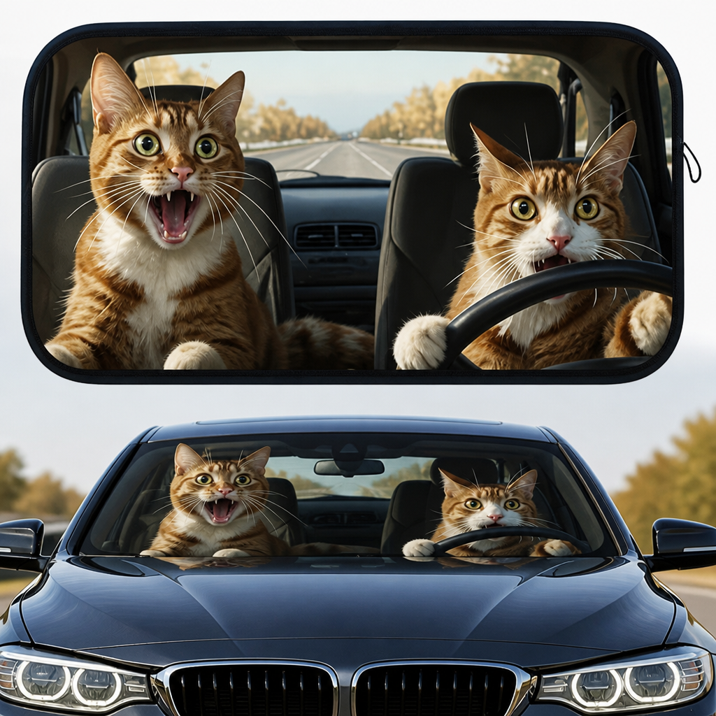 Funny Pet Driver Car Windshield Sunshade - Dog & Cat Lover Car Accessories