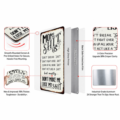 Mom's Sh*t List Metal Sign— Funny Retro Mom Decor Gift