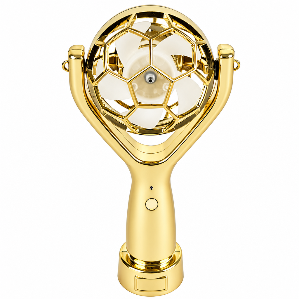Soccer Trophy Portable Fan - USB Rechargeable Handheld Cooling Fan For Game Day