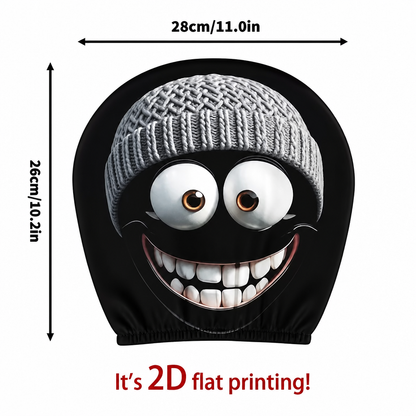 Funny Cartoon Face Car Headrest Covers – Set of 2 Universal Car Interior Accessories