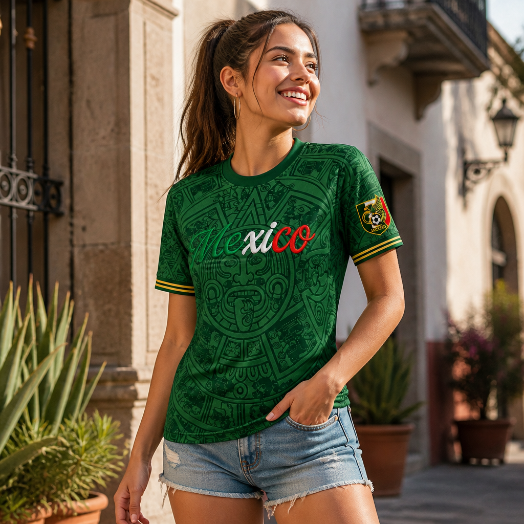 Mexico Football Lover T-Shirt - Women’s Green Printed Game Day Tee