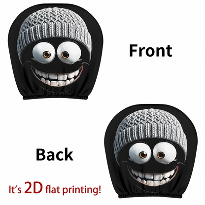 Funny Cartoon Face Car Headrest Covers – Set of 2 Universal Car Interior Accessories